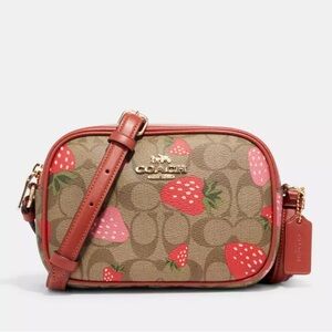 Mini Jamie Camera Bag In Signature Canvas With Wild Strawberry Print